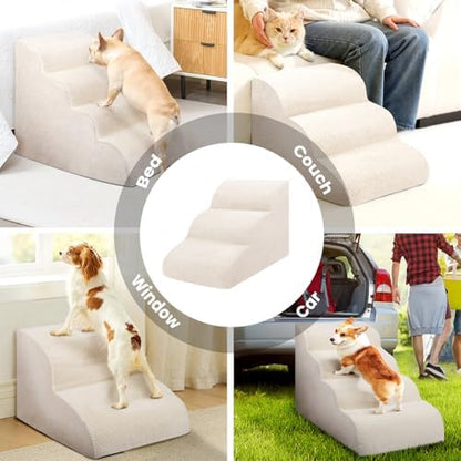 Dog Stairs for Small Dogs, High Density Foam Dog Steps, Extra Wide Non-Slip Pet Ramp for High Beds Or Couch, Soft Doggie Ladder for Dogs Injured, Older Pets, Small Cats - Image 7