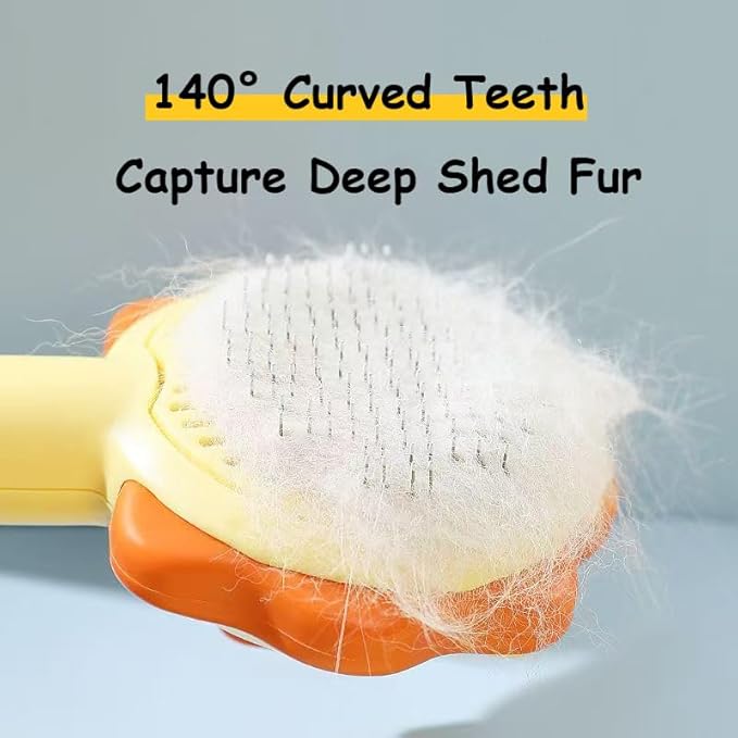 Cat Brushes for Indoor Cats,2 in 1 Self-Cleaning Slicker Brush with Open Knot for Long & Short Haried Cats,Kitten,Puppy and Large Dogs, Yellow