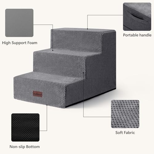 Aodisman Dog Stairs for Small Dogs,3-Step Wide Pet Stairs for Couch & Bed - Image 5