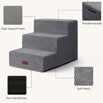 Aodisman Dog Stairs for Small Dogs,3-Step Wide Pet Stairs for Couch & Bed - Image 5