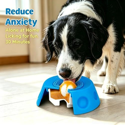 Dog Licking Bowl with Rolling Ball, Food Grade Silicone Slow Feeder, Anti-Slip Anxiety Relief Interactive Bowl for Dogs & Cats（Black） - Image 2