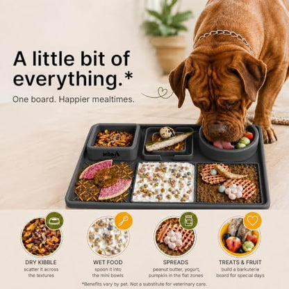 Snack Board Slow Feeder for Dogs – Large Enrichment Feeding Board with Mini Bowls & Flat Sections, Perfect for Treats & Meals | Kubi Pets (Gray) - Image 7
