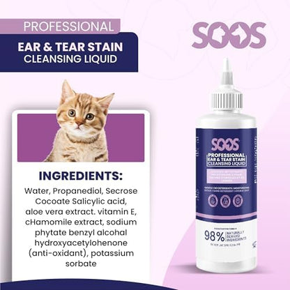 SOOS Pet Natural Ear and Eye Stain Cleansing Liquid for Dog & Cat - Cleaning Your Pets Ears and Eyes - 120ml - Image 5