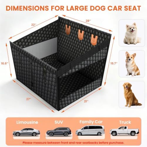 Large Dog Car Seat Cover Hammock Backseat, Waterproof Hard Base PU Leather - Image 2