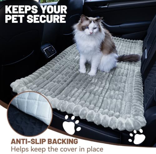Dog Bed for Car Back Seat, Waterproof Dog Blanket for Car, Light Grey - Image 6