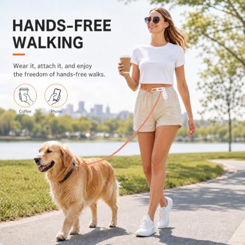 Hands-Free Dog Leash, 4.3-7.5 FT Waterproof Lead, Gray&Orange - Image 2