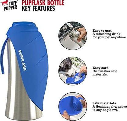PupFlask Large Dog Water Bottle, Portable Stainless Steel Travel Bowl - Image 2