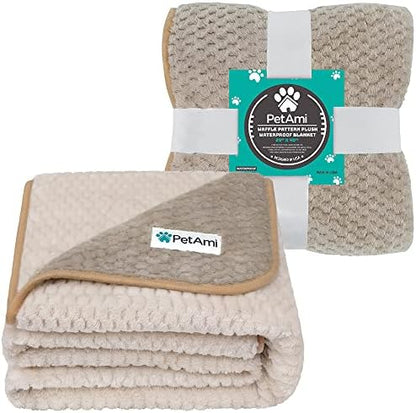 PetAmi Waterproof Dog Blanket, Leakproof Puppy Blanket, 29x40 Taupe Beige - Image 2