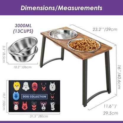Elevated Dog Bowls for X-Large Dogs with Spill Proof Mat 2 X-Large 3000ML(13CUPS) Stainless Steel Dog Bowls, 16.5" Tall Raised Dog Bowl Stand,Dog Food & Water Bowls for Large, Extra Large Dogs - Image 5