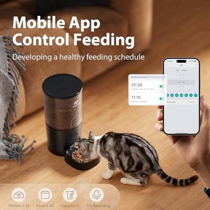 IMIPAW 5L Automatic Cat Feeder with Camera - AI Pet Recognition & Recording, Night Vision, 5G WiFi APP Remote Control, Two-Way Audio & Desiccant Bag, Timed Programmable Food Dispenser for Small Pets - Image 5