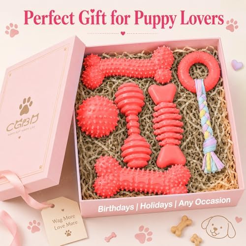 6 Pack Red Dog Chew Toys, Small Dog Teething Toys, Dental Health & Interactive Play - Image 7