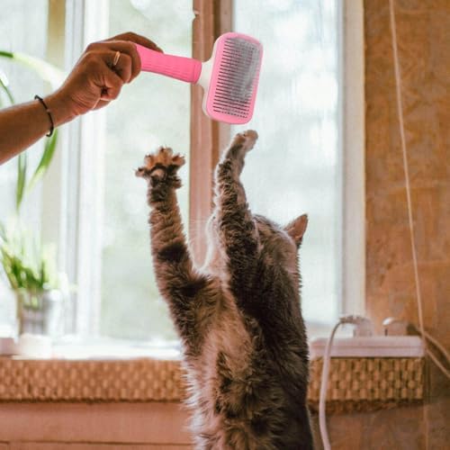 Pet Cleaning Deshedding Brush,Pet Hair Removal Brush for Shedding Massaging Grooming for Small Dogs,Cats,Rabbits(pink) - Image 4