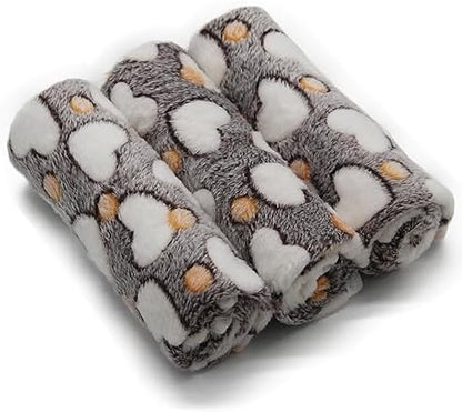 1 Pack 3 Puppy Blankets Super Soft Warm Sleep Mat Grey Cute Print Blanket Fluffy Fleece Pet Blanket Flannel Throw Dog Blankets for Small Dogs Puppy Dogs Fluffy Cats,Love-Large(40"x30") by SORKUT