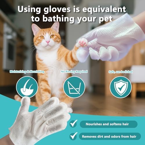 6PCS Unscented Extra Thick Pet Glove Wipes for Dogs & Cats, Dog Cat Washing Cleaning Gloves, Dog Grooming Bath Gloves for Daily Care and Traveling, Rinse Free - Image 3
