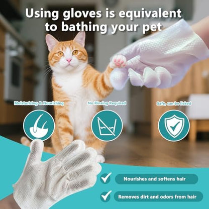 6PCS Unscented Extra Thick Pet Glove Wipes for Dogs & Cats, Dog Cat Washing Cleaning Gloves, Dog Grooming Bath Gloves for Daily Care and Traveling, Rinse Free - Image 3