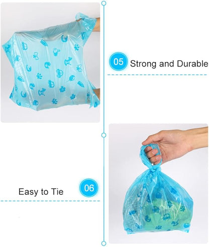 Odor Sealing Cat Litter Poop Clump Pick-Up Bags with Handles Scoop Tie Bags Dog Waste Bag, Leak Proof Pet Disposal, Unscented, 100 bags
