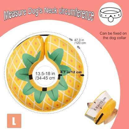 Inflatable Dog Cone Collar for Large Medium Small Dogs, Soft Dog Donut Collar Adjustable Recovery Cone for Pets After Surgery, Extra Enhanced Anti-Licking Guard Shield (Pineapple, Large) - Image 5
