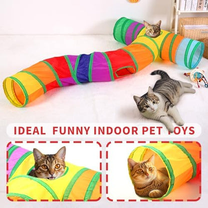 Pet Cat Tunnel, S-T Size Tunnels for Indoor Cats, Collapsible Pet Tunnel for Kitten, Puppy, Rabbit, 25cm-Wide Tunnels, Durable & Breathable, with Peek Hole Toy Ball - Image 3