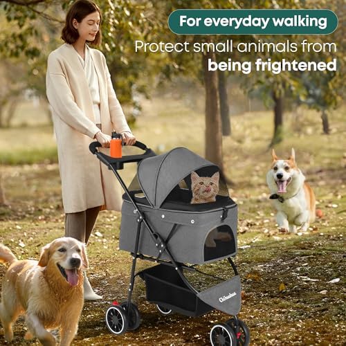 Pet Stroller,Dog Stroller for Small Medium Dogs Cats,3 Wheels,Grey - Image 6