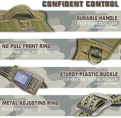 Auroth Tactical Dog Harness for Large Dogs No Pull Adjustable Pet Harness Reflective K9 Working Training Easy Control Pet Vest Military Service Dog Harnesses Army Yellow L - Image 5