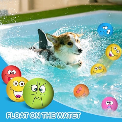 3.14" Squeaky Dog Toys Funny Smile Face Chewing Latex Rubber Soft Fetch Play Interactive Squeaky Dog Balls for Puppy Small Medium Pet Dog (6PCS) - Image 6