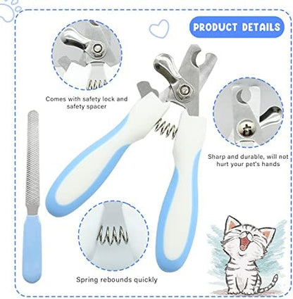 Pet Grooming Kit with Slicker Brush Bath Massage Glove Brush Pet Shedding Comb Nail Clipper Trimmer 6 Piece Set for Rabbit Kitten Guinea Pig Cat Chinchilla Ferret Small Animals - Image 6