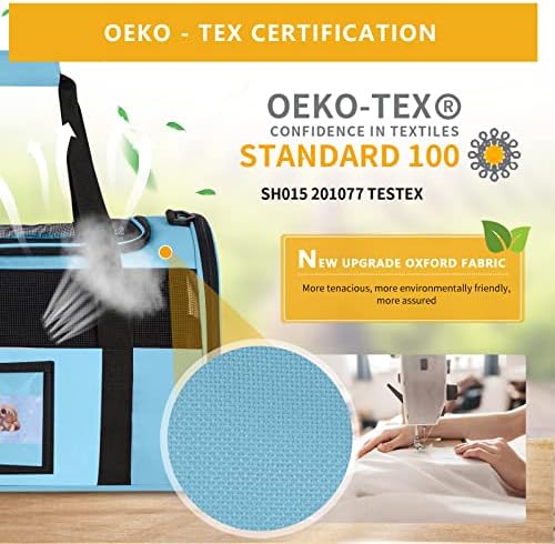 17" Soft Cat Carrier with Shoulder Strap for Travel-Blue - Image 2