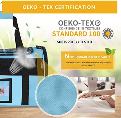 17" Soft Cat Carrier with Shoulder Strap for Travel-Blue - Image 2
