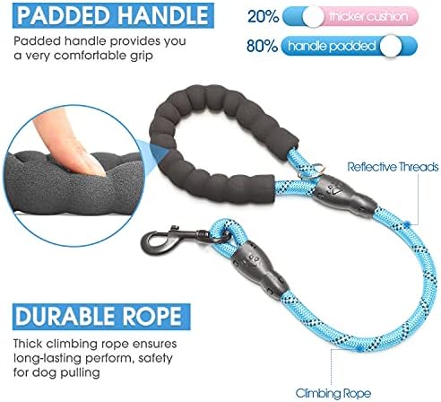 BAAPET 2/4/5/6 FT Dog Leash with Comfortable Padded Handle and Highly Reflective Threads for Small Medium and Large Dogs (2FT-1/2'', Blue) - Image 2