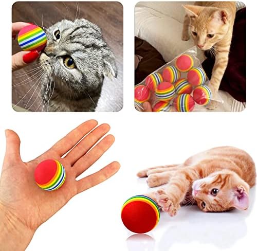 PET SHOW 10pcs 1.38" Red Rainbow Cat Toy Balls Soft EVA Foam Interactive Indoor Kittens Favorite Toys 35mm Dia. Small Dogs Puppies Toy Balls Bulk Activity Chase Quiet Play Sponge Ball - Image 4