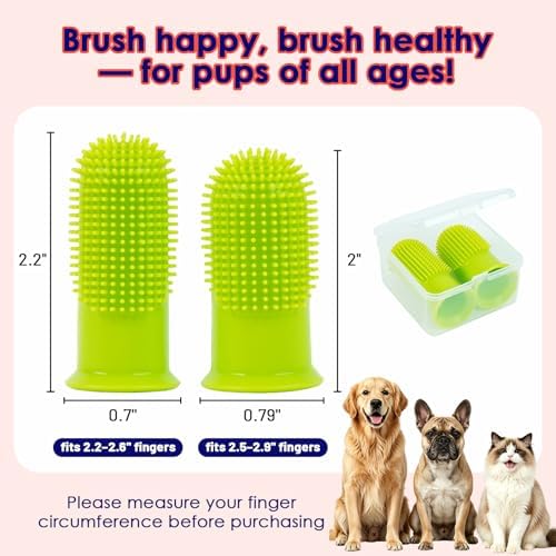 Dog Finger Toothbrush, 2 Pack, Small & Large Sizes for Better Finger Fit - Image 6