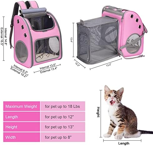 Expandable Cat Backpack Carrier, Portable Cat Backpack Up to 18 lbs - Image 2