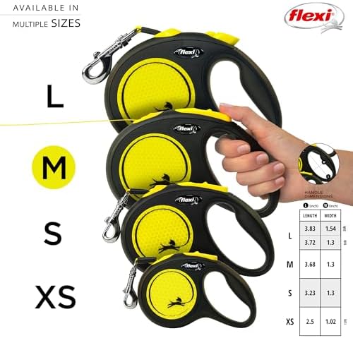 FLEXI® Neon Tape Retractable Dog Leash, Medium, 16 ft - Neon Yellow/Black - Image 5