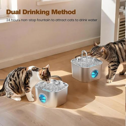 74oz Stainless Steel Cat Water Fountain with 8 Filters + 5 Sponges - Image 6