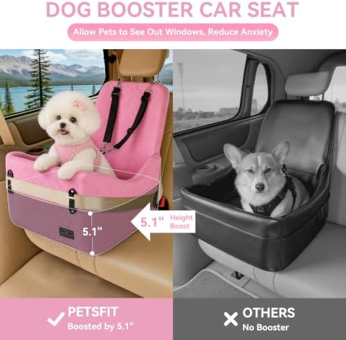 PETSFIT Cat Car Seat with Patented Safety System, 5" Elevated Pad, Pink - Image 4