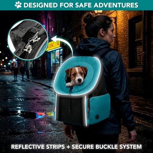 PetAmi Dog Carrier Backpack, Hands Free Front Pet Carrier, 14lbs, Teal Blue - Image 6