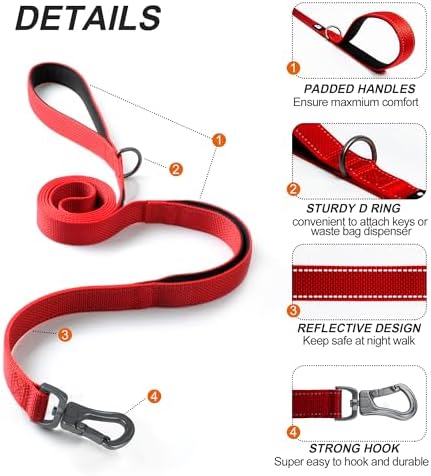 Twoear 6FT 1IN Heavy Duty Dog Leash for Large Dogs with 2 Padded Handles - Image 2