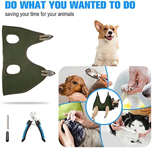 Kkiimatt 10 in 1 Pet Dog Grooming Hammock Harness with Nail Clipper,Dog Hammock for Nail Trim,Grooming Sling Holder Hanger Restraint for Claw Care (XXL+ / 100LB Max, Khaki Green) - Image 2