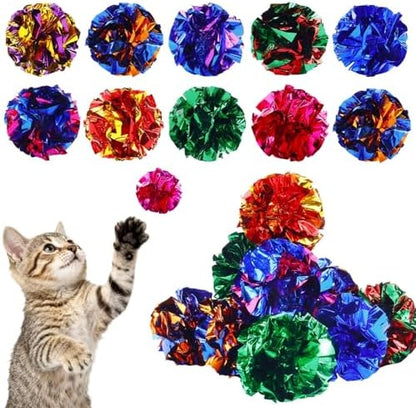 24Pcs Crinkle Cat Toy Balls, 2.47'' Interactive Crinkle Balls, Mylar Balls Cat Toy, Colorful Paper Ball Toys for Indoor Cats Kittens to Chew, Chase, Swat, Bite, Helps Kill Time and Keep Active by Unknown