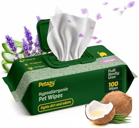 Petazy Pet Wipes for Dogs & Cats - Paws, Ears & Butt Cleaning, 100 Count by Petazy