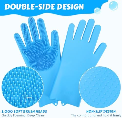 Pecute Silicone Pet Grooming Gloves for Washing Cats Dogs Bath Brush - Image 3