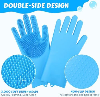 Pecute Silicone Pet Grooming Gloves for Washing Cats Dogs Bath Brush - Image 3