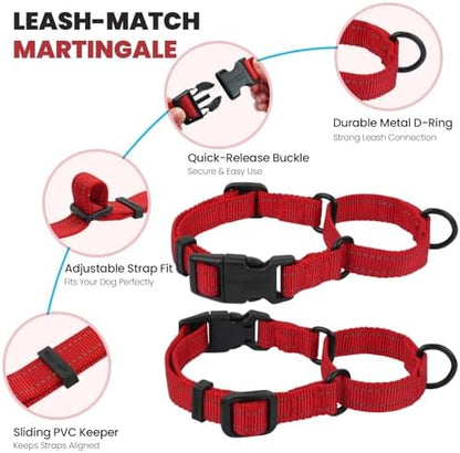 VIVAGLORY Double Handle Dog Leash Twingrip, 5ft x 1in, L, Red - Image 4
