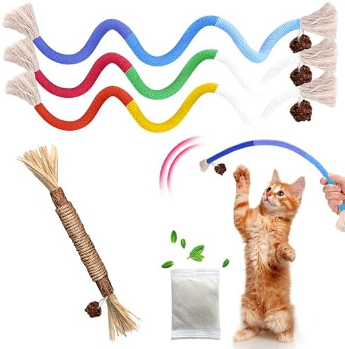Silvervine Sticks Cat Chew Toys for Indoor Cats Dental Care Teeth Cleaning, Natural Kitten & Cat Teething Toys for Health, Catnip Toys Cat Chew Rope Suitable for All Breeds of Aggressive Chewers Cat by GBSYU