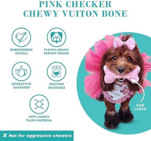 Haute Diggity Dog Chewy Vuiton Bone Plush Dog Toy, Designer Parody Toy - Image 4
