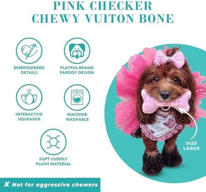 Haute Diggity Dog Chewy Vuiton Bone Plush Dog Toy, Designer Parody Toy - Image 4
