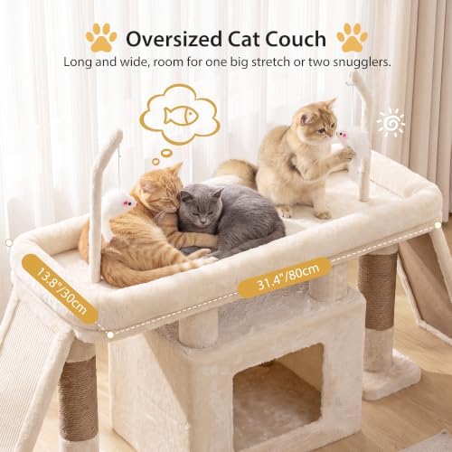 Heybly Cat Tree Extra-Long & Stable 2 Adjustable Scratch Boards HCT210SMJ - Image 2