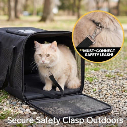 Conlun Dog Carrier Soft Sided, Large Cat Carrier with Inner Safety Leash, Pet Transport Carrier for Large Cats and Medium Dogs up to 20 Lbs, Collapsible Travel Puppy Carrier Bag -Green L - Image 5