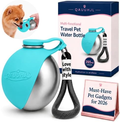 Dog Water Bottle Portable Travel Pet 2-in-1 Stainless Steel Bowl by Unknown