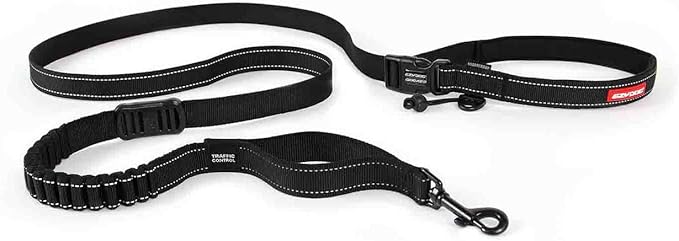 EzyDog Road Runner Hands Free Dog Leash – Waist Leash for Dog Walking, Jogging and Running with Zero Shock Bungee, Reflective Stitching, and Adjustable Waist (Black)